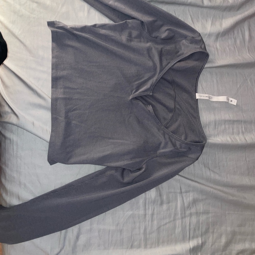 Lululemon Cropped Henley Long Sleeve Grey